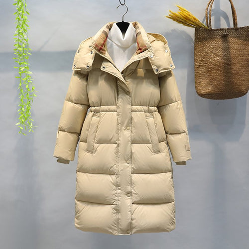 ANAS PLATYRHYNCHOS Hooded Long Down Jacket — front