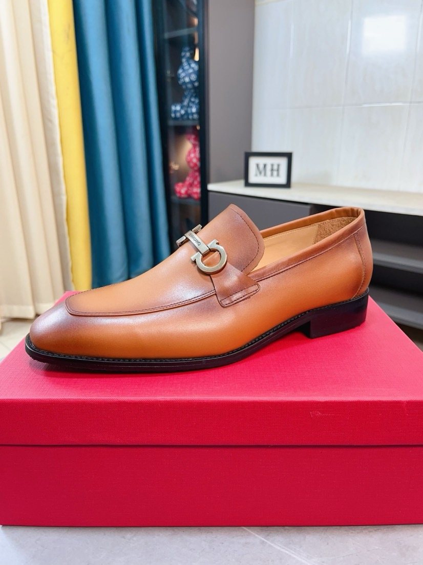 Ferragamo Tan Leather Bit Loafers — hero