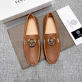 Versace Tan Brown Leather Driving Loafers — hero