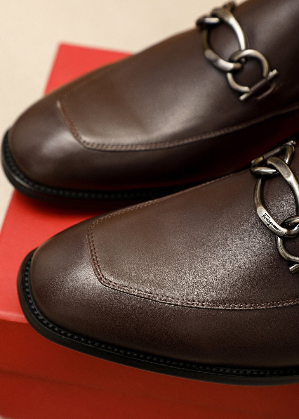 Ferragamo Dark Brown Bit Loafers — detail