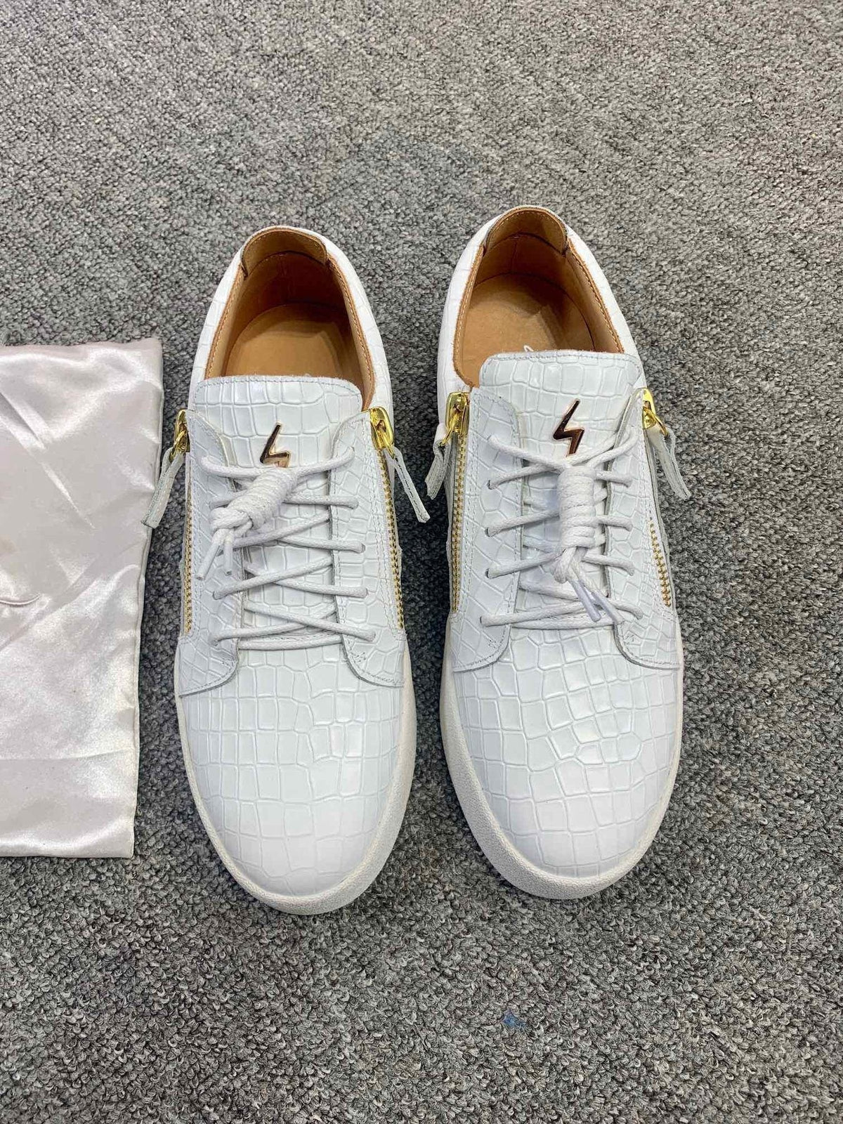 Giuseppe Zanotti White Gold-Accent Sneakers — front