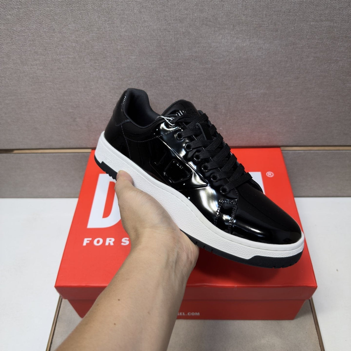 Diesel Glossy Black Low-Top Sneakers — model