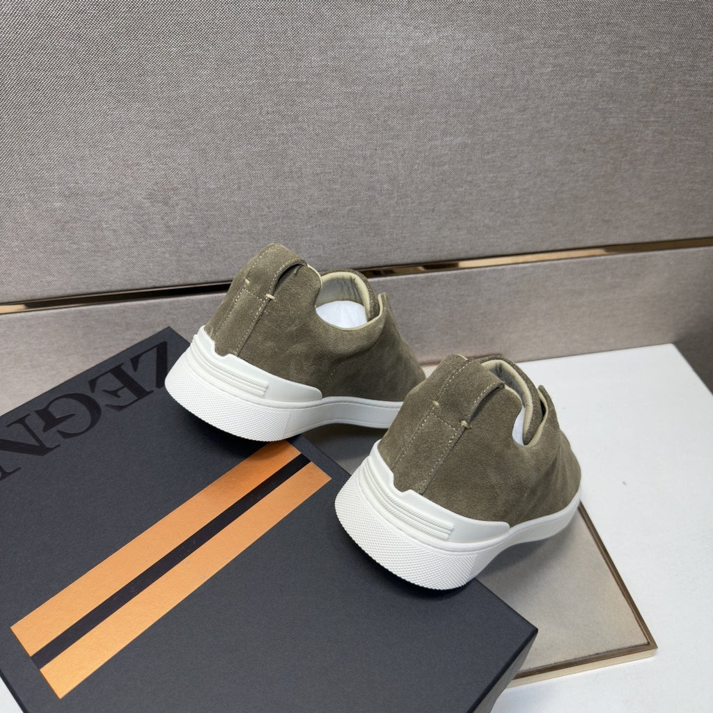Zegna Black Textured Slip-On Sneakers — back