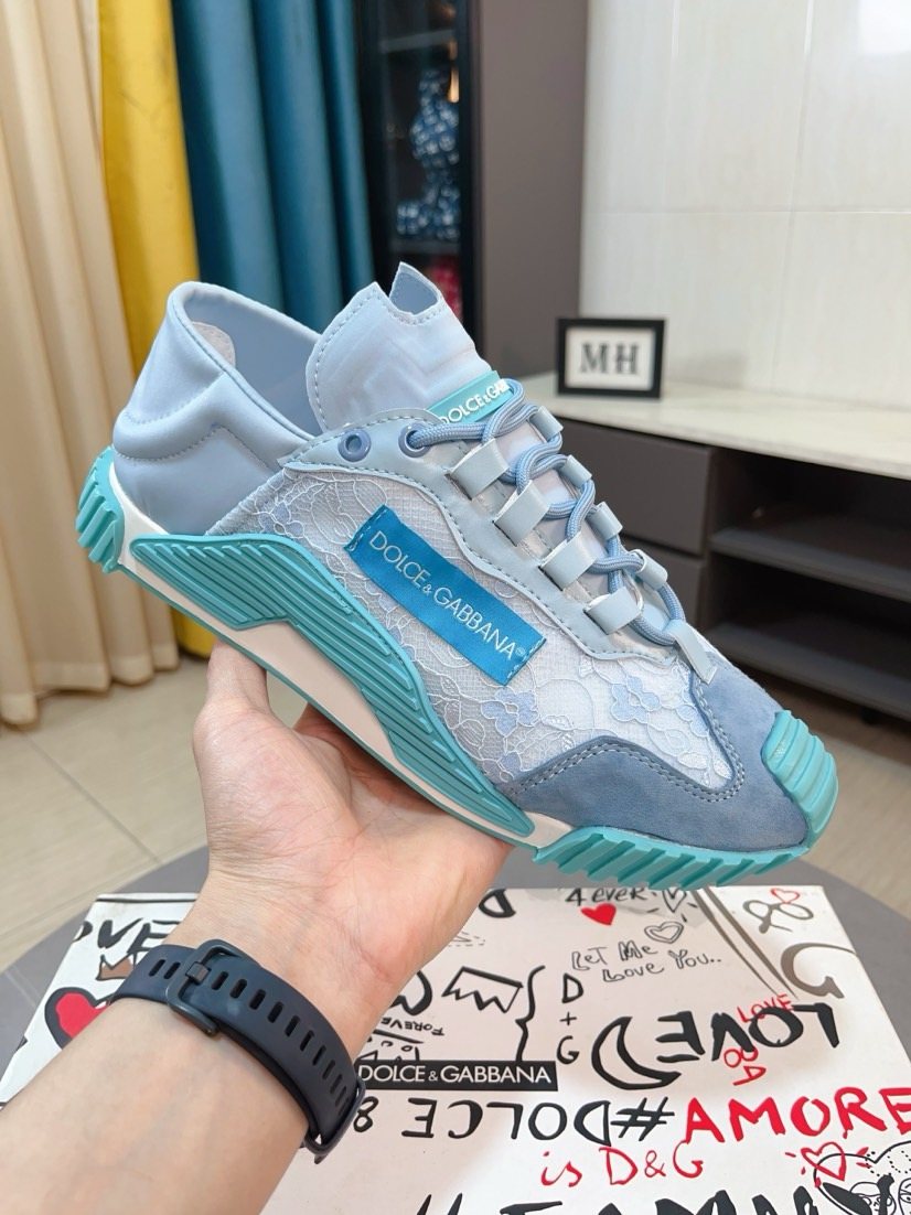 Dolce & Gabbana Turquoise Light Blue & White Sneakers — model