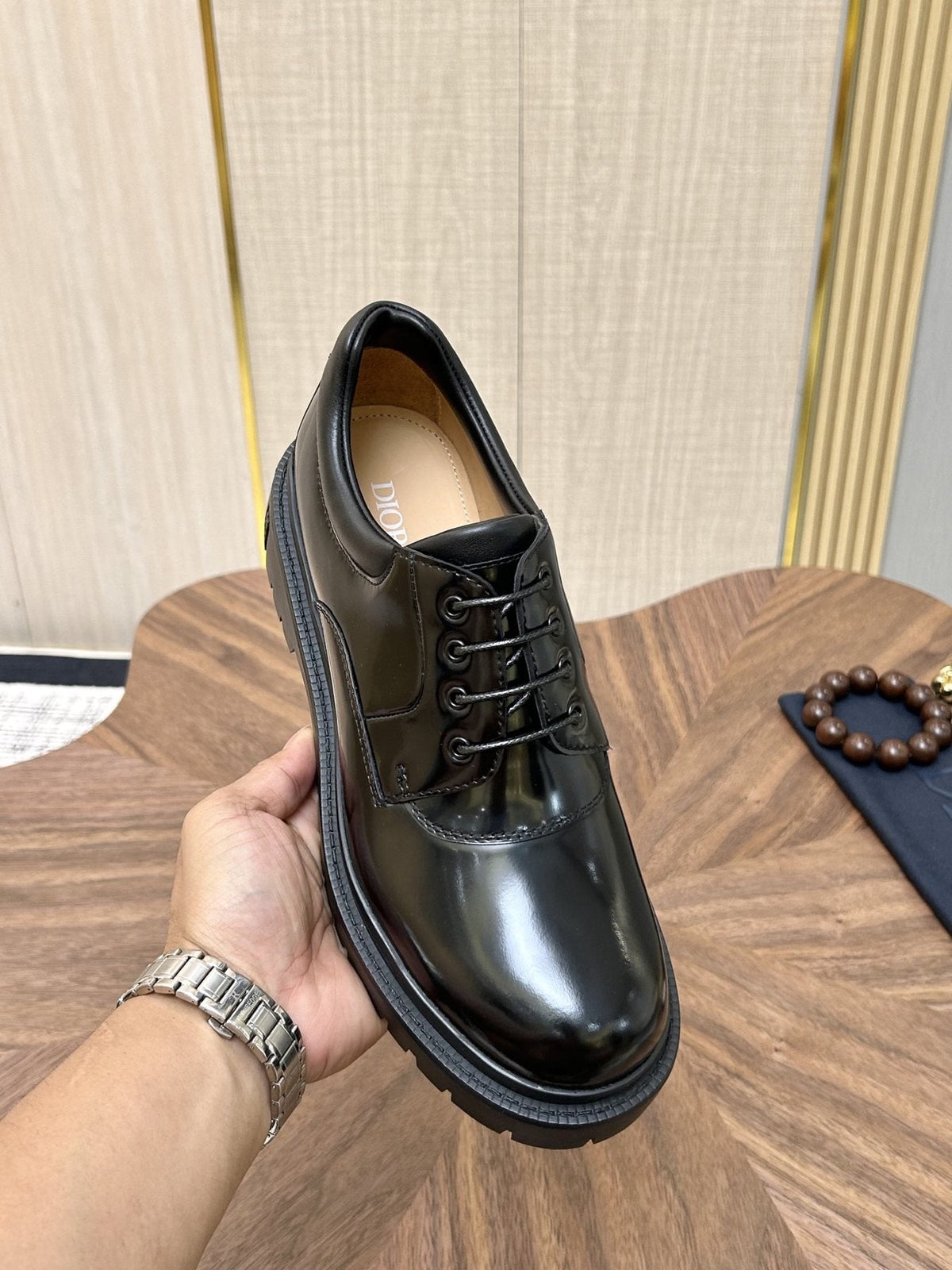 Dior Lug Sole Lace-Up Dress Shoes — front