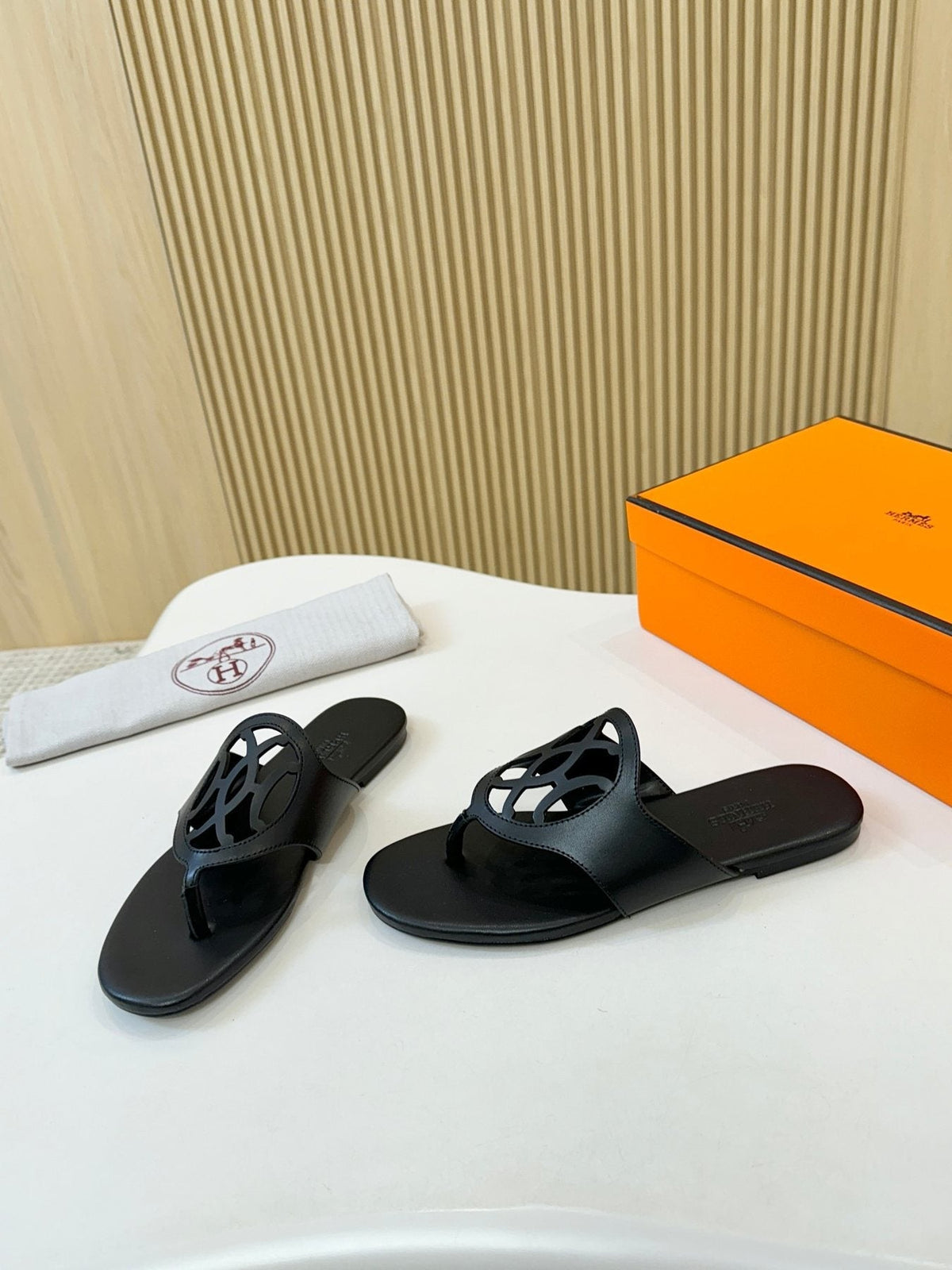 Hermès Cutout Strap Thong Sandals — front