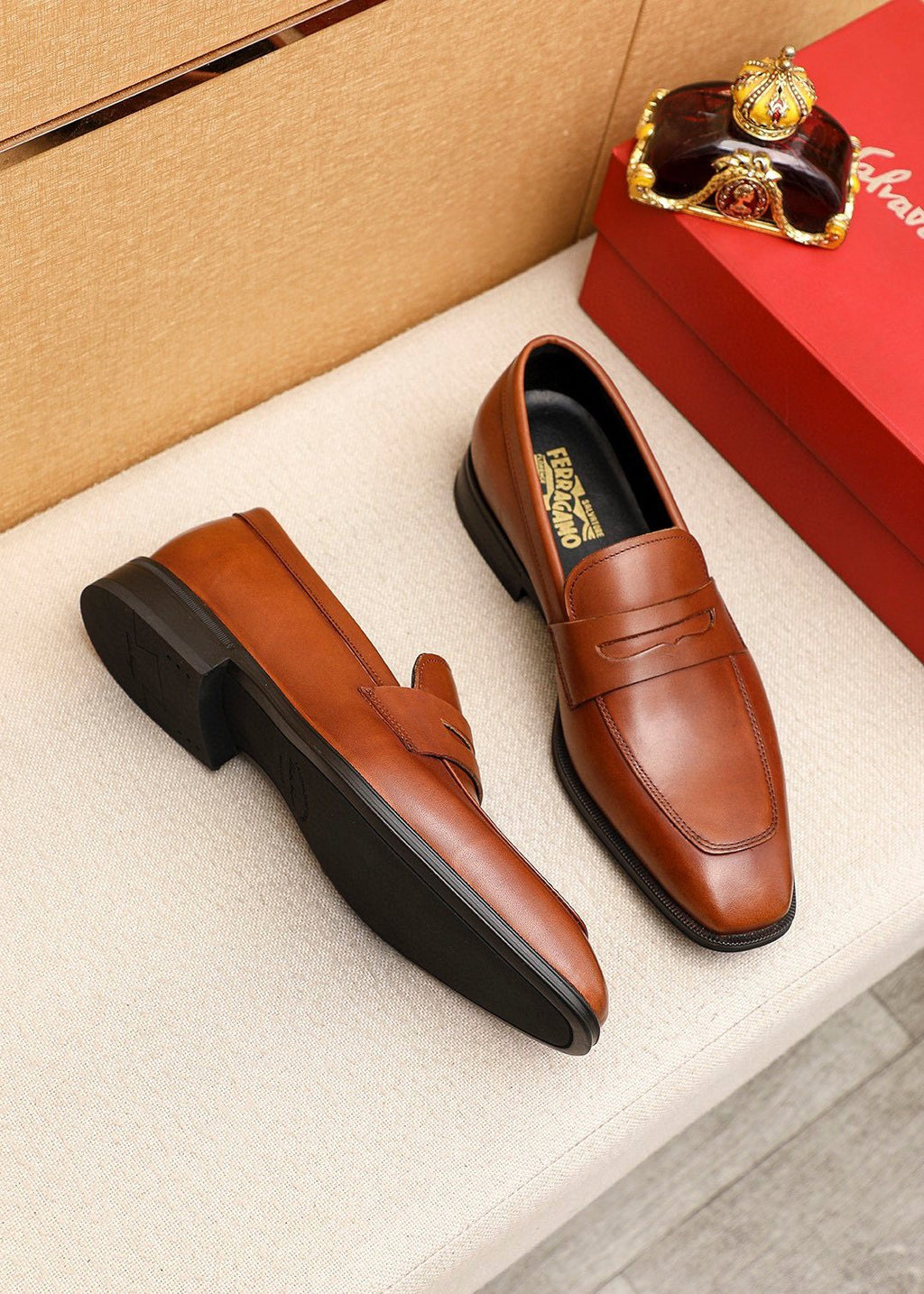Ferragamo Leather Bit Loafers — front