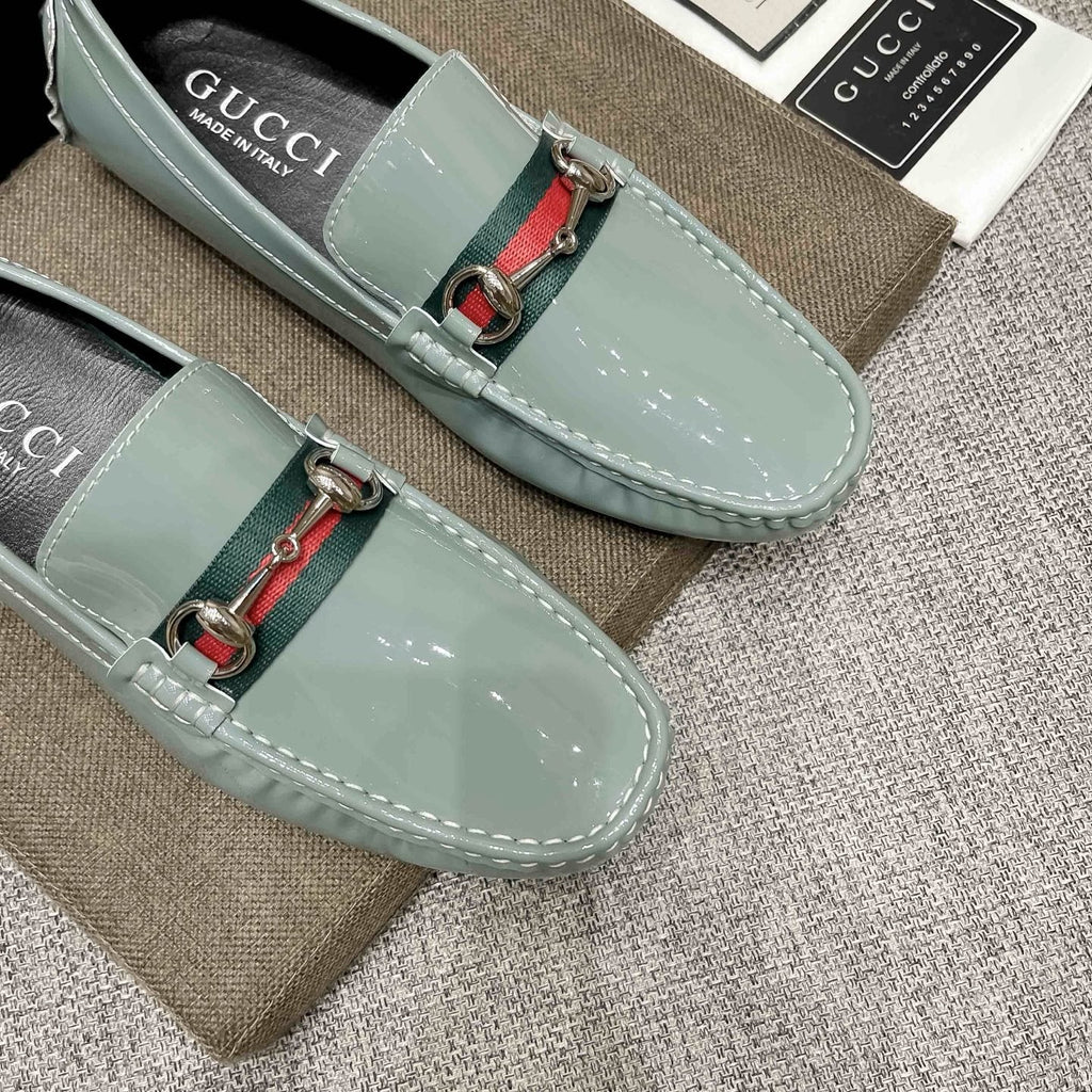 Gucci Black Web Stripe Loafers — detail