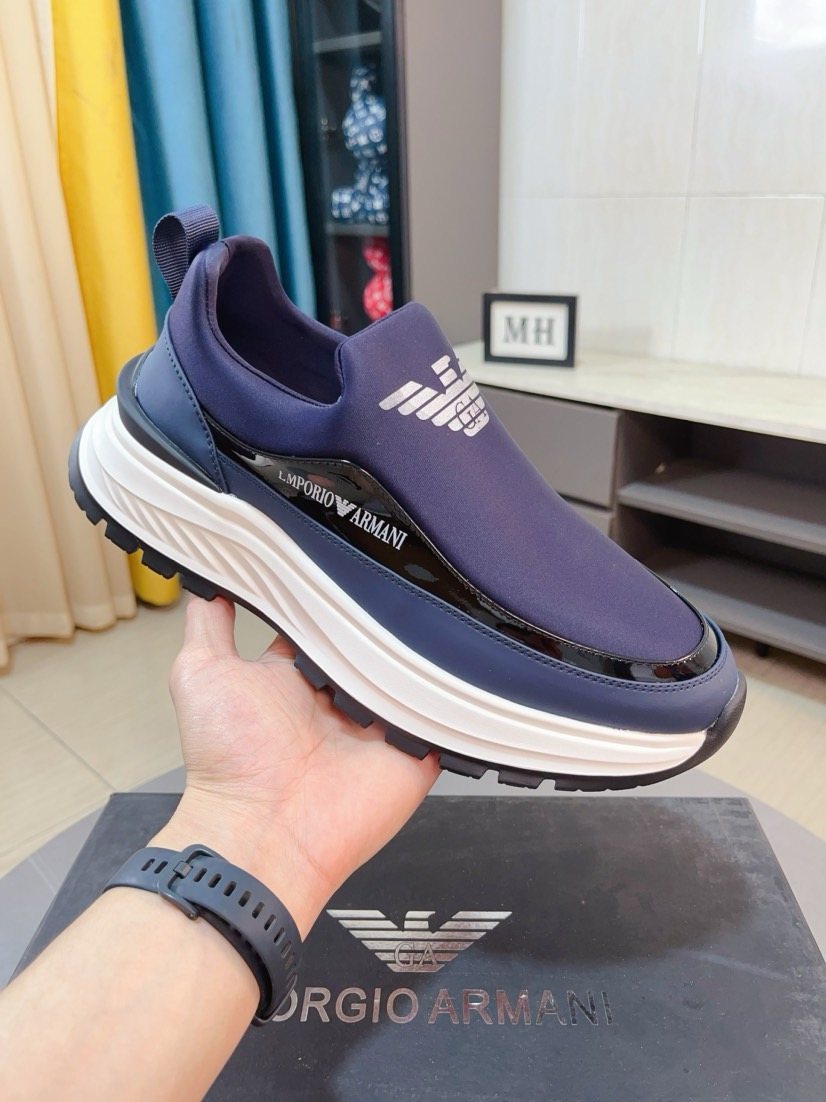 Armani Color-Block Slip-On Sneakers — front