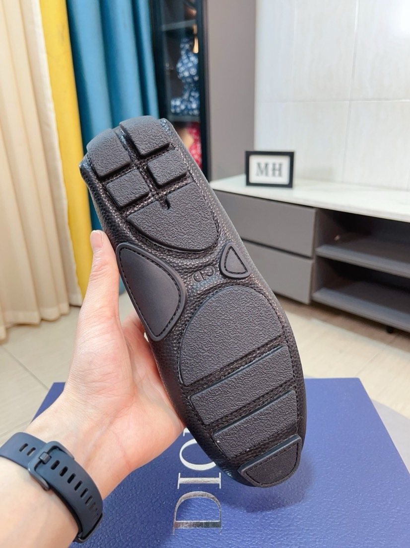 Dior Pebbled Buckle Loafers — back