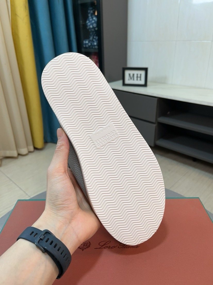 Loro Piana Textured Slide Sandals — back