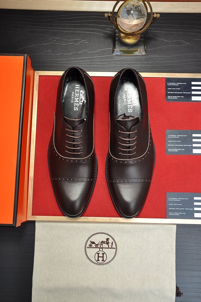 Hermès Perforated Leather Lace-Up Dress Shoes — front