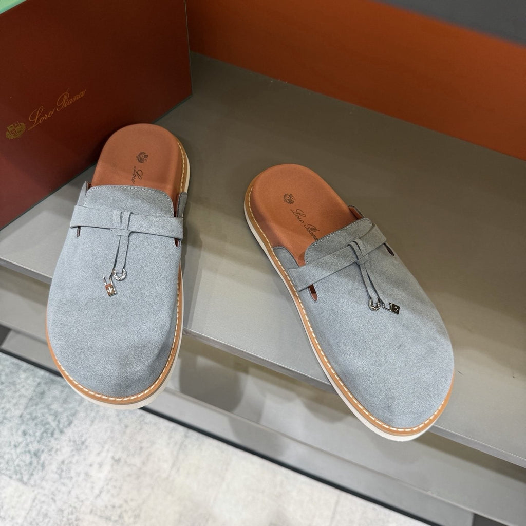 Backless Loafer Mules with Metal Ornament — front