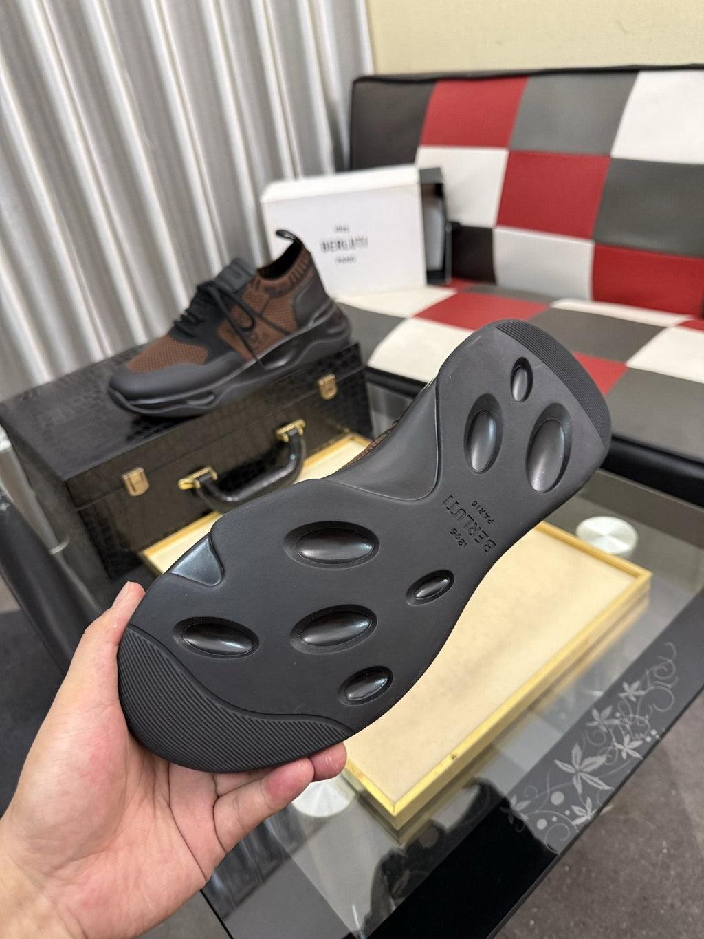 BERLUTI Mesh-Panel Lace-Up Sneakers — detail