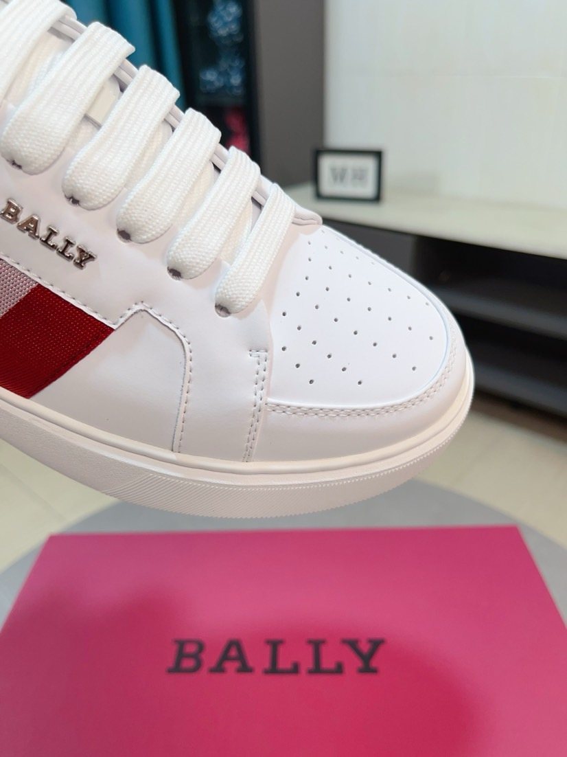 BALLY White Red Stripe Sneakers — detail
