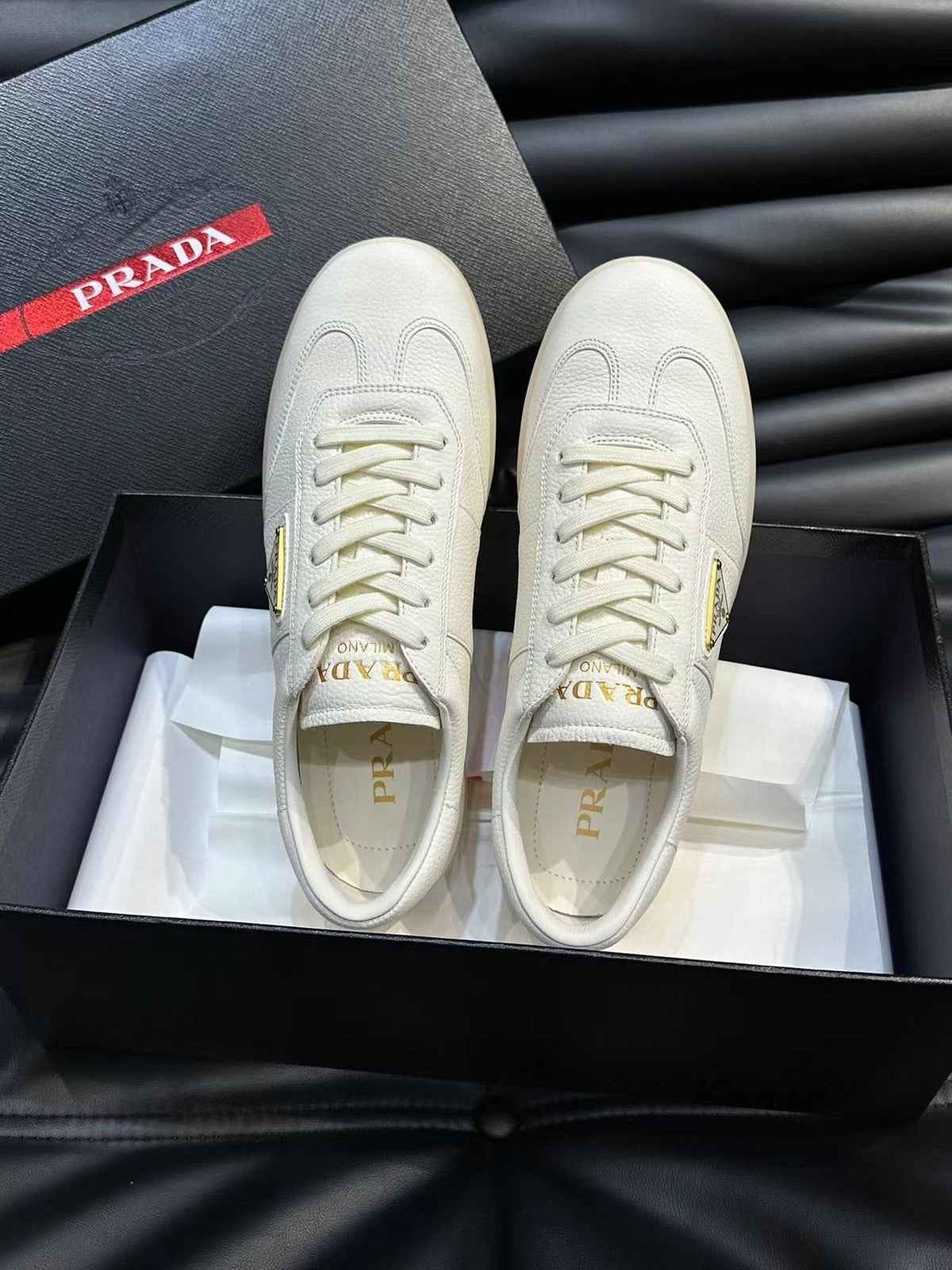 Prada Contrast-Accent Low-Top Sneakers — front