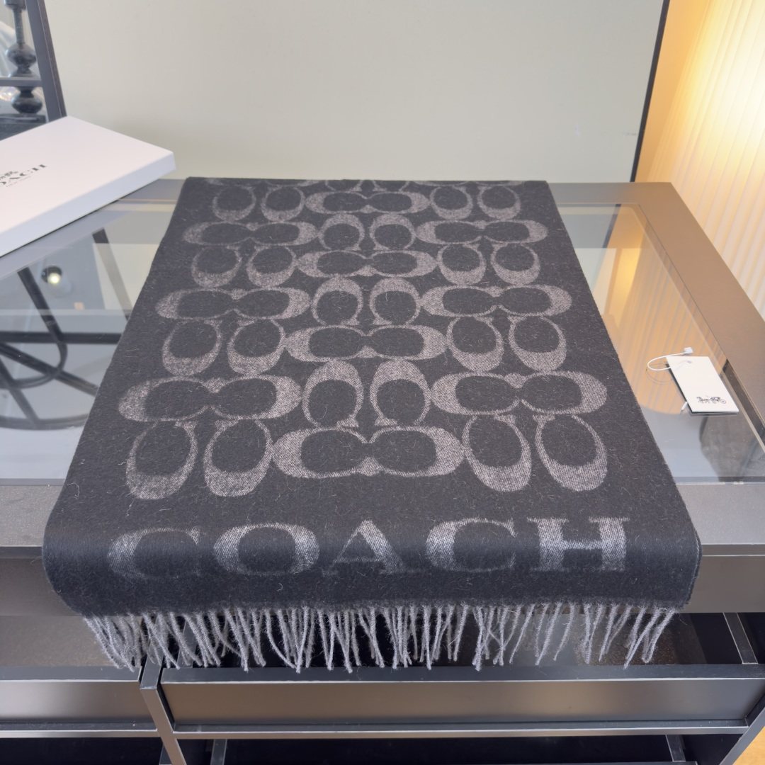 Coach Fringed Monogram Scarf — front