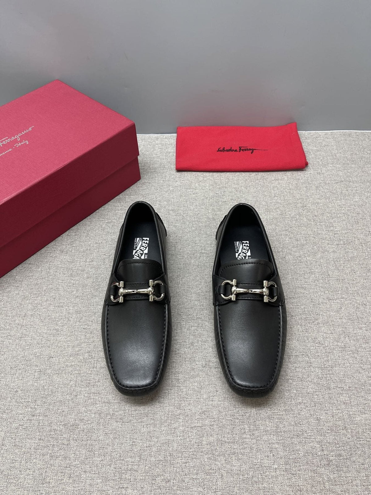 Ferragamo Metal-Hardware Driving Loafers — front
